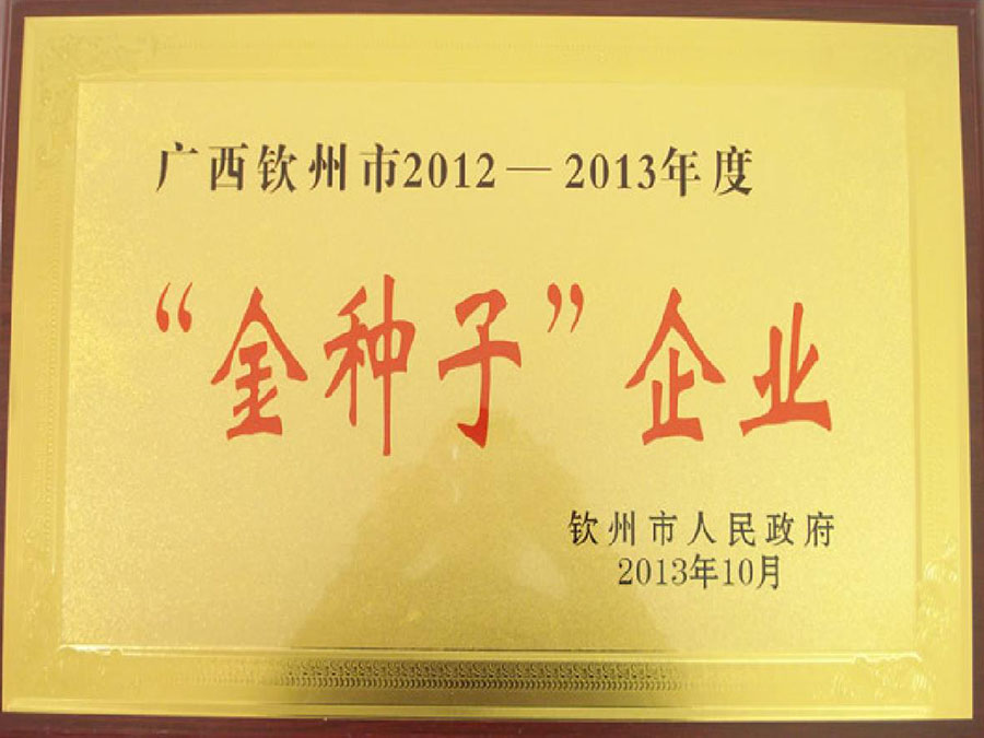 欽州市2012-2013金種子企業